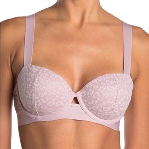 NWT DKNY Dusty Mauve Pink Leopard Print Lace Balconette Bra